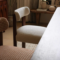 Chaise de salle à manger vintage style hôtel, restaurant, café, marron, pour salon, maison, avec structure en bois et tissu, chaise de loisirs