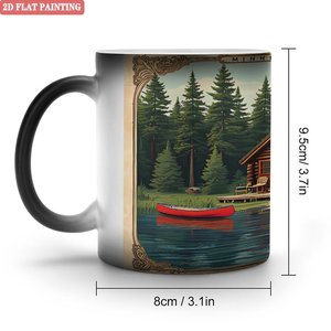 Mug classique fin en céramique noir givré 11oz, tasse à thé thermosensible changeant de couleur - Product Image 1