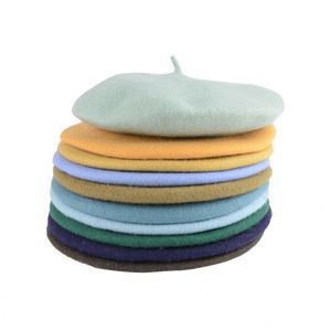 Boina de Lana con Logotipo Personalizado de Fábrica, Gorra Francesa Bordada de Color Sólido para Mujer - Product Image 5