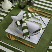 Napperons rectangulaires brodés vert et blanc, lavables et réutilisables, pour table de ferme, patio, décoration de table printanière