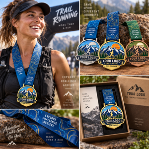 Médaille de course sur sentier personnalisée, médaille de finisseur de course en plein air avec ruban et logo personnalisés, médaille de récompense pour événement, médaille OEM ODM - Product Image 3