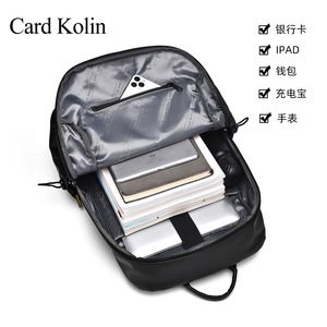 Card Kolin Men's Backpack Large Capacity Laptop <b>Bag</b> Unisex Solid Color Travel Backpack With <b>Computer</b> Interlayer - Product Image 4