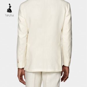 Terno de Linho Branco Creme YZ de Peça Única para Cavalheiros: Traje <span class=keywords><strong>Formal</strong></span> Elegante e Slim para o Dia a Dia no Escritório - Product Image 6