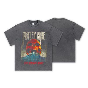 T-shirt Vintage Americana Retrò in Cotone Lavato e Invecchiato, Stampa Motley Crue, Manica Corta, Vestibilità Ampia, Stampa Digitale Diretta - Product Image 6