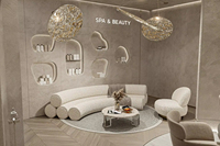 Meubles modernes pour salon de manucure avec éclairage LED |   Conception d'intérieur de salon écologique et personnalisée pour les spas et salons de beauté