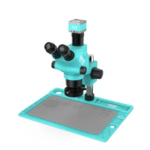 RF4 Mikroskop Stereo, Konfigurasi Terbaru 6565TVD2-2KC1 Bidang Lebar 6, 5x-65x Zoom Trinokular 2K Kamera Full HD Mikroskop Bga