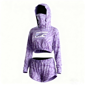 Benutzer definierte Quick-Dry Damen Damen Angel hemd Damen Upf 50 Uv Sonnenschutz Kleidung Angeln Hoodie Crop Top - Product Image 2