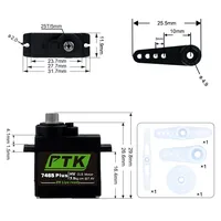 Servomoteur métallique PTK 7465 Plus à couple élevé 9g 180 degrés 7,5 kg pour kit d'assemblage DIY d'aile de papillon bionique