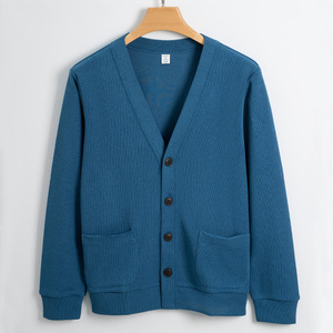 Vente chaude personnalisé hommes décontracté <span class=keywords><strong>col</strong></span> en <span class=keywords><strong>V</strong></span> <span class=keywords><strong>pull</strong></span> tricoté Cardigan ample confortable solide chaud à manches longues <span class=keywords><strong>pull</strong></span> d'hiver - Product Image 1