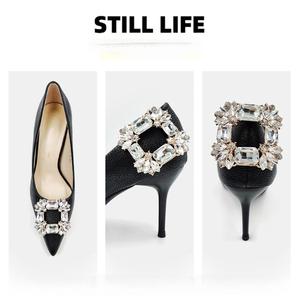 Fourniture de chaussures et bottes à talons hauts pour dames Boucles de chaussures amovibles décoratives Clips de chaussures en verre cristal carré pour pantoufles - Product Image 4