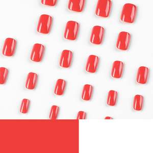 24ชิ้นสีทึบวัสดุ ABS เล็บแบบกดเล็บนุ่มกลมสั้นทำเล็บมือสไตล์ฝรั่งเศสขายส่ง - Product Image 4