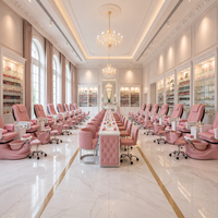 Kangmei Vente en gros Mobilier de salon de manucure moderne et luxueux, Fauteuil de pédicure rose royal avec spa pour les pieds à jets magnétiques sans tuyauterie et fonction massage