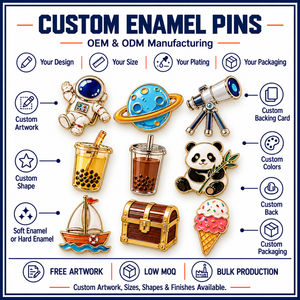 Pins de solapa de metal esmaltados personalizados con diseños de dibujos animados (astronauta, panda, bebidas, barco) coloridos, venta al por mayor OEM ODM - Product Image 3