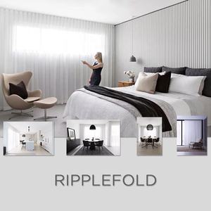 Tenda Moderna in Poliestere con Onde, Inerentemente Ignifuga, Motorizzata Lutron, Oscurante e Trasparente per Soggiorno - Product Image 3