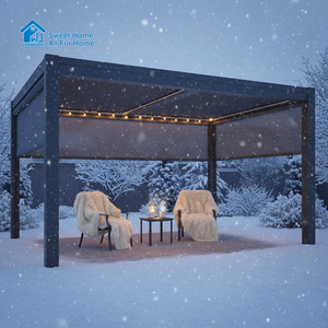 Kit <span class=keywords><strong>de</strong></span> Pérgola <span class=keywords><strong>de</strong></span> Aluminio <span class=keywords><strong>de</strong></span> Fácil Instalación, Techo <span class=keywords><strong>de</strong></span> Láminas Ajustables, Impermeable para Exteriores, Patio, Jardín, Gazebo, Toldo, Estructura <span class=keywords><strong>de</strong></span> Protección Solar - Product Image 1