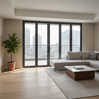 Porte pliante en alliage d'aluminium de style minimaliste moderne, double vitrage trempé pour usage extérieur, isolation thermique, étanche, balcon