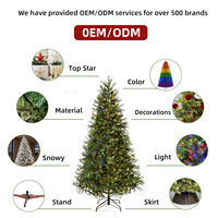 Sapin de Noël artificiel de haute qualité en PE et PVC pré-éclairé avec base et lumières LED pour usage intérieur
