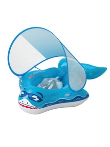 En stock: Nuevo flotador de natación para bebé, tipo tiburón, para usar boca abajo, con protección <span class=keywords><strong>solar</strong></span> y antivuelco. - Product Image 1