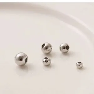 100pcs/bag 925 Sterling Silver Round Beads Spacer Beads Accessories Silver Bead For Bracelet Necklace Jewelry Making Findings