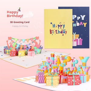 การ์ดป๊อปอัพสีชมพู3D 3D ป๊อปอัพสุขสันต์วันเกิดการ์ดอวยพรวันเกิดสำหรับวันครบรอบแต่งงานวันเกิด - Product Image 3