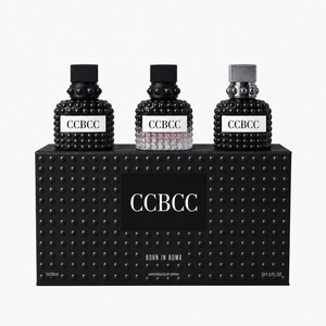 Mini Kit de Fragancia EDP Portátil Unisex, Diseño Piramidal, Botella de Vidrio Transparente Negra, Aroma Floral Amaderado en Capas, al por Mayor - Product Image 1