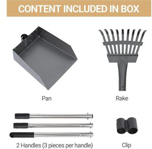 Set di rastrelli per la rimozione dei rifiuti di animali domestici e sacchetti per cacca per cani con manici in acciaio inossidabile lunghi regolabili - Product Image 5