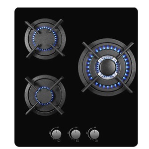Fornello a <span class=keywords><strong>Gas</strong></span> Domestico a Tre Fuochi con Supporti in Vetro per Padelle e Pentole, Prezzo Conveniente - Product Image 1