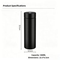 Termo Inteligente Digital Electrónico con Aislamiento al Vacío de Doble Pared de Acero Inoxidable de 500 ml Personalizado, con Aislamiento Térmico Prolongado