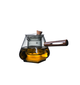 Juego de tetera de vidrio de borosilicato duradero de primera calidad, infusor con mango de madera, apto para flores/té de hojas sueltas para <span class=keywords><strong>restaurante</strong></span> en casa - Product Image 1