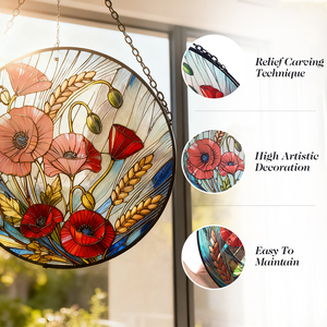 Atrapasoles de flores con diseño de espiga de trigo y flores silvestres pintadas, colgantes de jardín para ventanas - Product Image 3