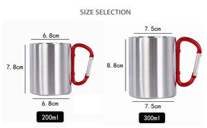 Tazza <span class=keywords><strong>da</strong></span> Viaggio per Campeggio 200ml 300ml, Tazza <span class=keywords><strong>da</strong></span> <span class=keywords><strong>Caffè</strong></span> Portatile <span class=keywords><strong>in</strong></span> <span class=keywords><strong>Acciaio</strong></span> <span class=keywords><strong>Inox</strong></span> a Doppia Parete con Moschettone e Manico - Product Image 6