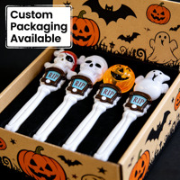 Baguettes lumineuses LED d'Halloween : Crâne, Citrouille, Fantôme, Pirate – Bâtons lumineux effrayants et rotatifs pour enfants – Accessoires de fête d'Halloween