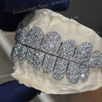 Grillz personnalisés en argent sterling S925, motif étoile et poussière galactique, ensemble de grillz dentaires glacés pour dents supérieures et inférieures, tailles 4, 6, 8, 10, 12, pour hommes, certifiés par une tierce partie, style hip-hop
