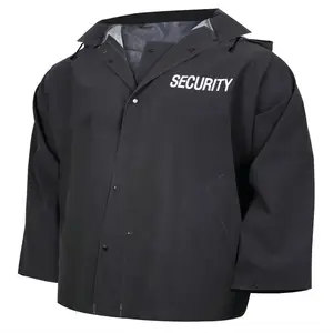 Mens Black SECURITY Rain Jacket - Bouncer Staff Uniform Coat