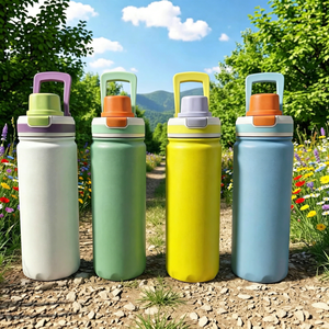 Bouteille d'eau isotherme en acier inoxydable de 550 ml avec couvercle et poignée pour les voyages en plein air - Product Image 6