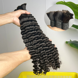 Wet and Wavy Deep Wave Human <strong>Braiding</strong> <strong>Hair</strong> Bulk No Weft 100% Unprocessed <strong>Indian</strong> Curly Remy Bulk <strong>Hair</strong> Extension for <strong>Braiding</strong> - Product Image 2