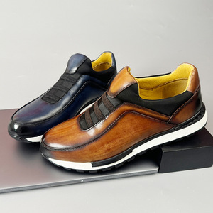Chaussures habillées en cuir véritable à bout rond, respirantes, pour le bureau, la carrière, toutes saisons, chaussures sportives pour hommes - Product Image 2