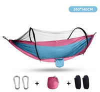 Hamac en bambou portable, durable, entièrement automatique, à ouverture rapide, avec moustiquaire, pour camping, randonnée, voyage, pliable, type parachute