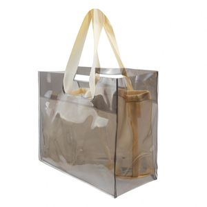 Bolsa de Playa Transparente Impermeable con Logotipo Personalizado para Mujer, Bolsa de Compras de PVC Transparente, Bolsas de Regalo Holográficas para Damas, Bolso de Mano 2 en 1 de PVC - Product Image 1