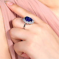 C & J Hochwertige exquisite Unisex Luxus Hochzeit Prinzessin Saphir Sonnenblumen ring