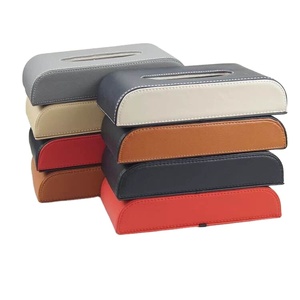 Boîte de papier de soie en cuir Pu bon marché pour l'intérieur de la voiture boîte de rangement de mouchoirs de voiture en gros vente chaude - Product Image 1