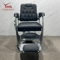 Fauteuil de barbier classique rétro avec cadre en métal, style antique intemporel pour salon de coiffure commercial