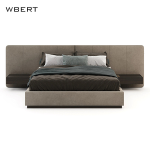 Cama doble Italiana Moderna de lujo WBERT con almacenamiento lateral tapizado para dormitorio principal estilo de diseño nórdico personalizable - Product Image 3