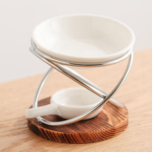 Desain baru penyebar pembakar minyak esensial pembakar minyak esensial pembakar dupa lilin aroma keramik kayu dengan tempat lilin untuk dekorasi - Product Image 2