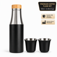 Ensemble de thermos à café 550 ml 100 % manuel avec tasses, service tout-en-un, boîte cadeau, direct usine