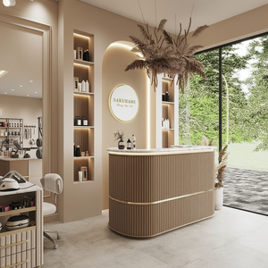 Mostrador de Recepción Plegable de Madera Moderno y Versátil para Barbería, Salón, Gimnasio, Supermercado, Taller - Product Image 3