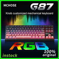 Keyboard Gaming Mchose G87 RGB Kustom Mekanik Tri-mode Nirkabel Struktur Gasket Tombol Multifungsi Hot Swap-Key USB