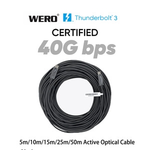 Câble optique actif <span class=keywords><strong>Thunderbolt</strong></span> <span class=keywords><strong>3</strong></span> (AOC) 40 Gbps, 5 m, 10 m, 15 m, 25 m, 50 m, câble en fibre MTP, câble de données TB2 20 m - Product Image 2