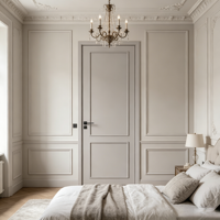 Porte de style français, porte intérieure multicouche en bois massif composite laqué pour hôtel et appartement