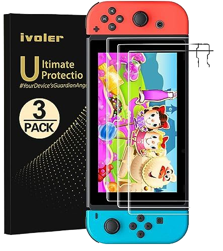 Pack 1 3 Pieces Anti-Scratch Transparent HD Clear 9H Anti-Glare 2.5D Tempered Glass Screen Protector for Nintendo Switch OLED